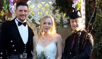 Wedding bagpiper for hire in Southern California